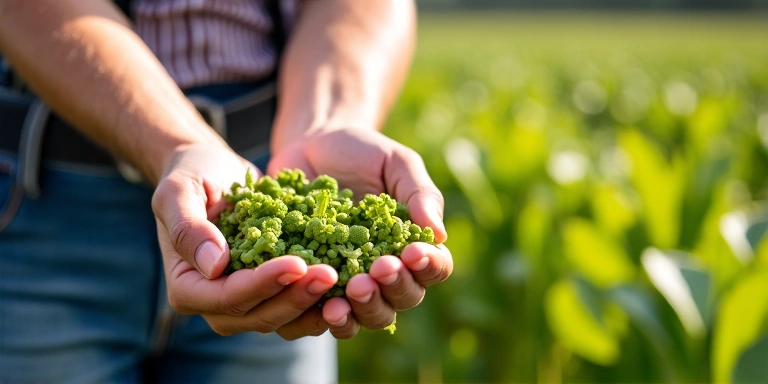 Farmers harvesting crops in a field