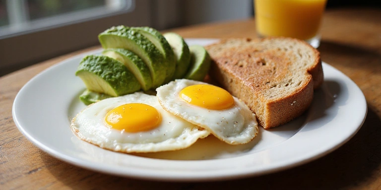 Healthy breakfast with farm eggs