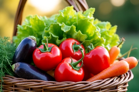 Vibrant organic vegetables in a basket