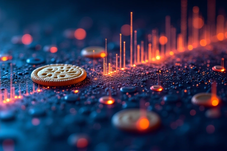 Abstract representation of cookies and data packets