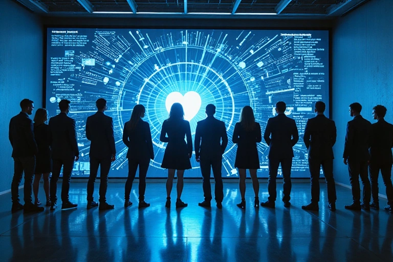 Diverse group of people collaborating on a digital interface